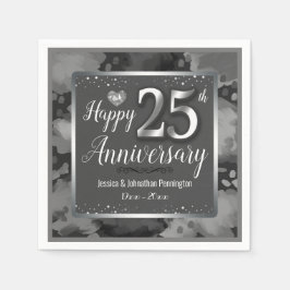 Glücklicher 25. Hochzeitstag Serviette