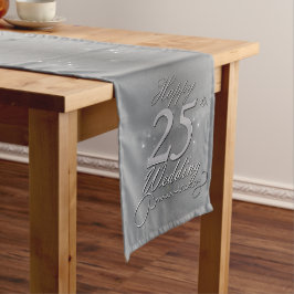 "Glücklicher 25. Hochzeitstag" Silvery Gradient Kurzer Tischläufer