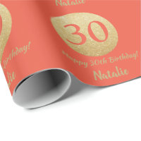 Glücklicher 30. Geburtstag Coral Orange und Gold G