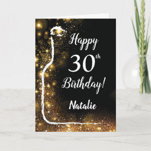 Glücklicher 30. Geburtstag Glitzer Wein aus Schwar Karte