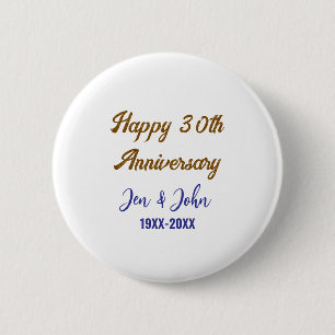Glücklicher 30. Hochzeitstag königsblauer Golden s Button
