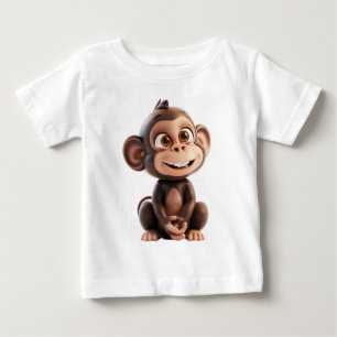Glücklicher 3D-Affe – Süße lächelnde Affe-Cartoon Baby T-shirt