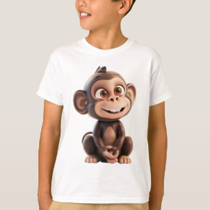Glücklicher 3D-Affe – Süße lächelnde Affe Cartoon  T-Shirt