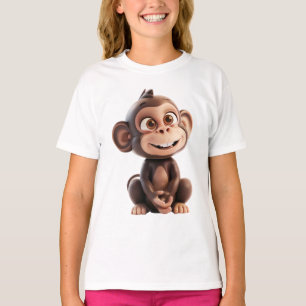 Glücklicher 3D-Affe – Süße lächelnde Affe-Kartoonf T-Shirt