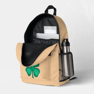 Glücklicher 4-Blatt-Irischer-Klee-tan-Rucksack Bedruckter Rucksack