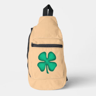 Glücklicher 4-Blatt-Irischer-Klee-tan-Rucksack Crossbody Bag