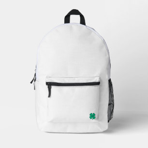 Glücklicher 4-Blatt-Irischer-Klee weißer Rucksack