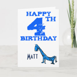 Glücklicher 4. Geburtstag Cartoon Dinosaurier - Ju Karte