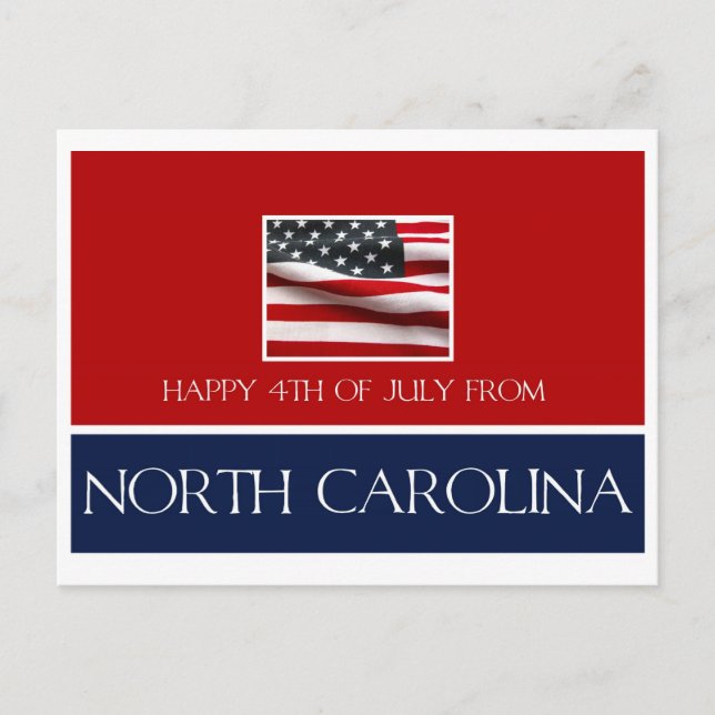 glücklicher 4. Juli aus North Carolina Postkarte (Vorderseite)