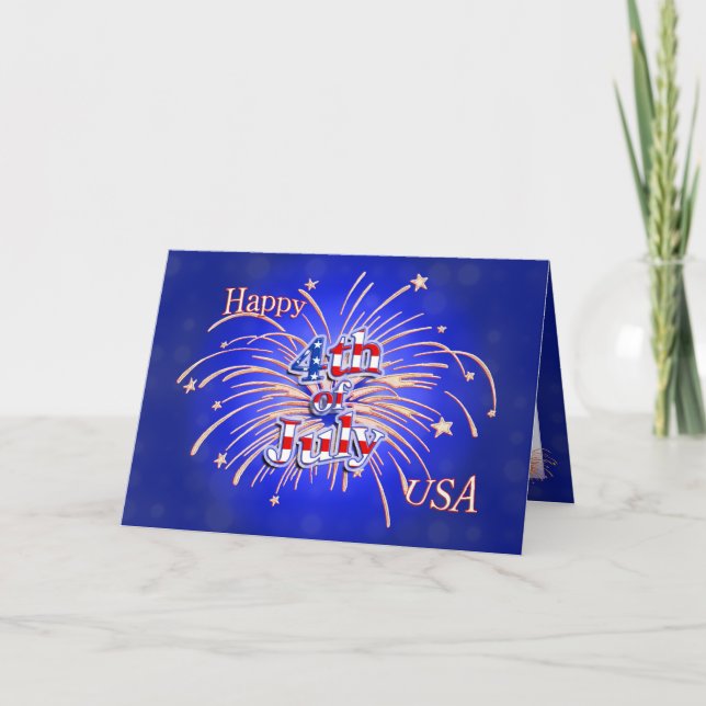 Glücklicher 4. Juli Feuerwerk Grußkarte Karte (Vorderseite)