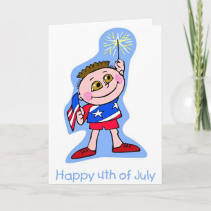 Glücklicher 4. Juli Kind mit Sparkler Karte