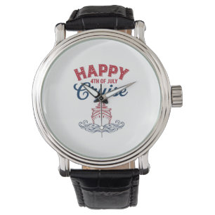 Glücklicher 4. Juli Kreuzfahrt Patriotisches Schif Armbanduhr