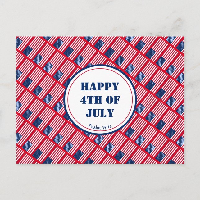 GLÜCKLICHER 4. JULI Patriotische Amerikanische Una Postkarte (Vorderseite)