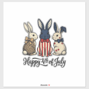 Glücklicher 4. Juli Patriotischer Hasen-Shirt-Desi Aufkleber