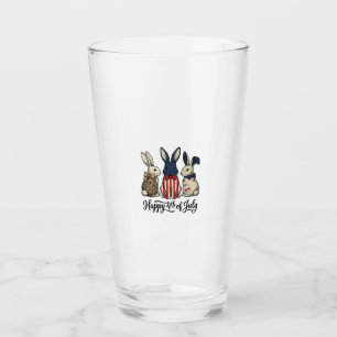 Glücklicher 4. Juli Patriotischer Hasen-Shirt-Desi Glas