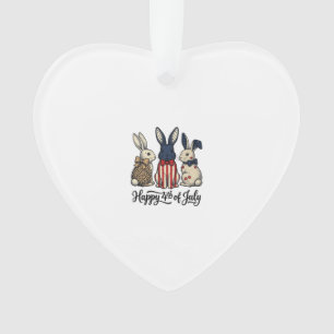 Glücklicher 4. Juli Patriotischer Hasen-Shirt-Desi Ornament
