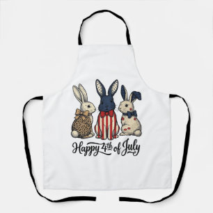 Glücklicher 4. Juli Patriotischer Hasen-Shirt-Desi Schürze