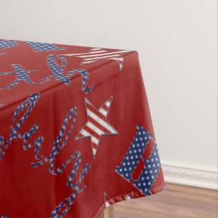 Glücklicher 4. Juli US Flagge Text Patriotic Tischdecke