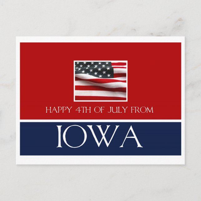 glücklicher 4. Juli von Iowa Postkarte (Vorderseite)