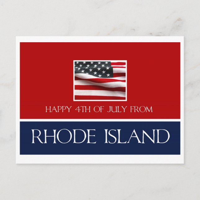 glücklicher 4. Juli von Rhode Island Postkarte (Vorderseite)