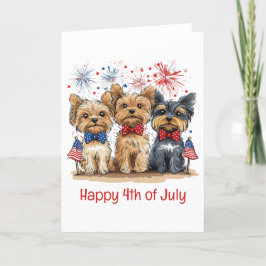 Glücklicher 4. Juli Yorkshire Terrier Dogs Feiertagskarte