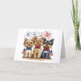 Glücklicher 4. Juli Yorkshire Terrier Dogs Feiertagskarte