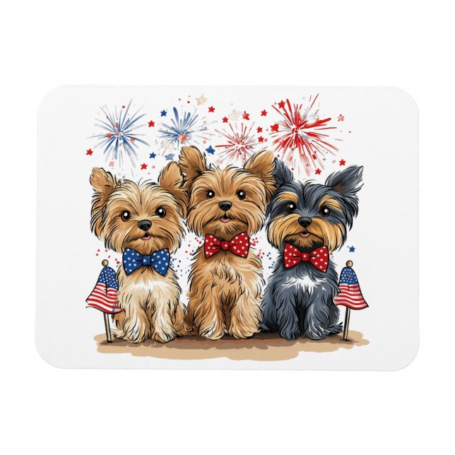 Glücklicher 4. Juli Yorkshire Terrier Dogs Magnet (Horizontal)