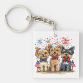 Glücklicher 4. Juli Yorkshire Terrier Dogs Schlüsselanhänger
