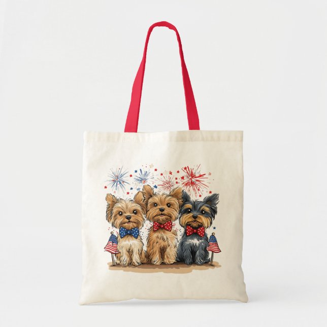 Glücklicher 4. Juli Yorkshire Terrier Dogs Tragetasche (Vorne)