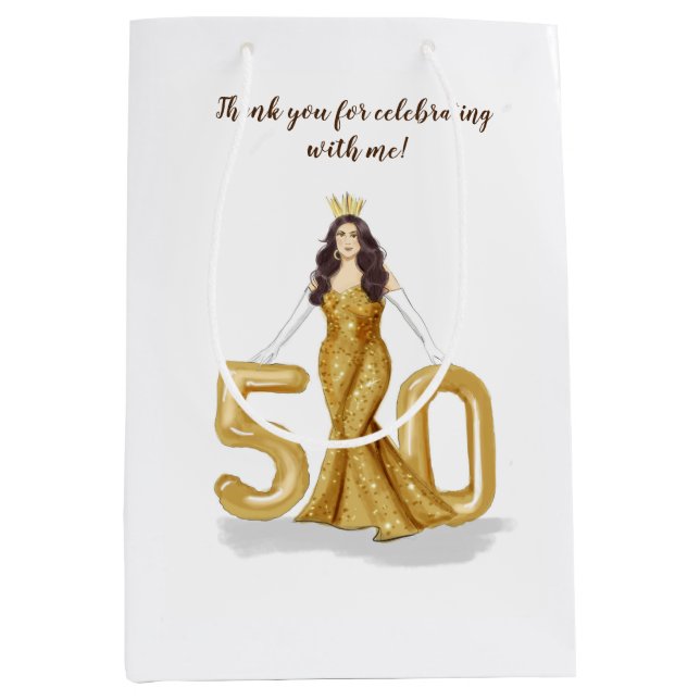 glücklicher 50. Geburtstag Mittlere Geschenktüte (Vorderseite)