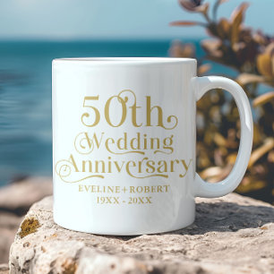Glücklicher 50. Hochzeitstag Gold-Typografie Kaffeetasse