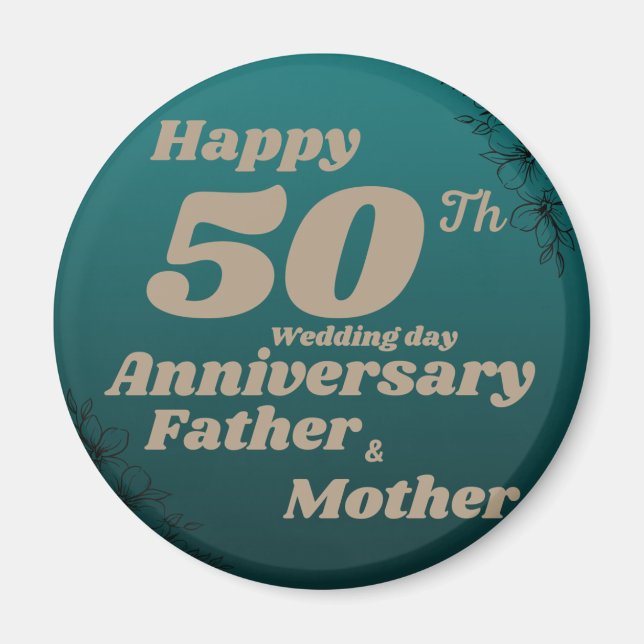 glücklicher 50. Hochzeitstag Magnet (Vorne)