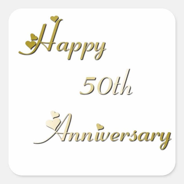 Glücklicher 50-jähriger Gold-Schriftart Quadratischer Aufkleber (Vorderseite)