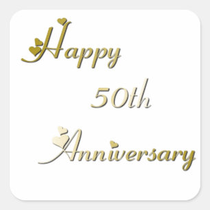 Glücklicher 50-jähriger Gold-Schriftart Quadratischer Aufkleber