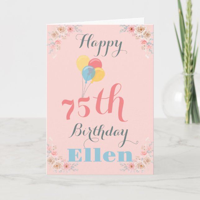 GLÜCKLICHER 75. GEBURTSTAG FLORALLKARTE KARTE (Vorderseite)