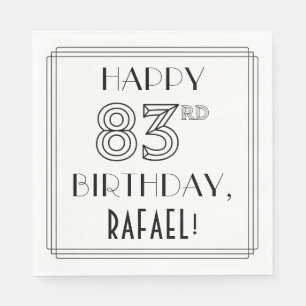 GLÜCKLICHER 83. GEBURTSTAG; Art-Déco-Stil; Individ Serviette