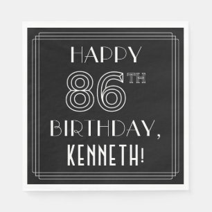 GLÜCKLICHER 86. GEBURTSTAG; Art-Déco-Stil; Individ Serviette