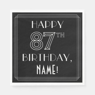 GLÜCKLICHER 87. GEBURTSTAG; Art-Déco-Stil; Individ Serviette