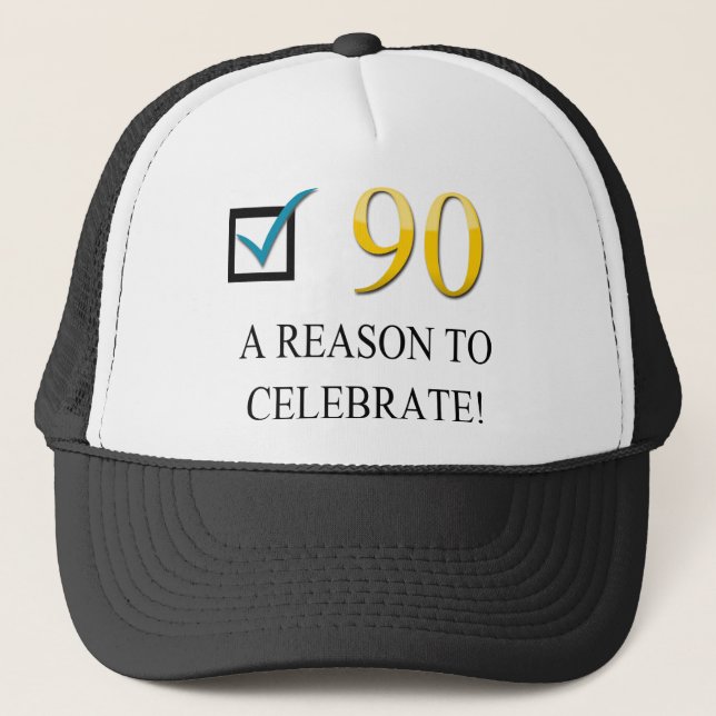 Glücklicher 90. Geburtstag Truckerkappe (Vorderseite)