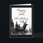 Glücklicher 90. Geburtstags-kundenspezifischer Karte<br><div class="desc">Glücklicher 90. Geburtstags-kundenspezifischer   Vintager Hirsch,  Rotwild-Tier,  wild lebende Tiere,  Natur</div>