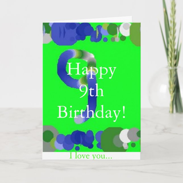 Glücklicher 9. Geburtstag! Karte (Vorderseite)
