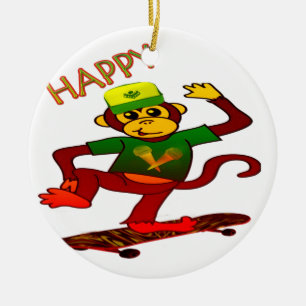 glücklicher Affe Keramikornament
