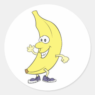 glücklicher alberner Bananen-Cartoon Runder Aufkleber