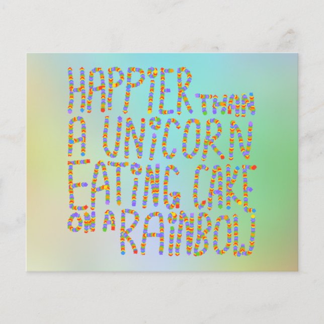 Glücklicher als ein Einhorn, der auf einem Regenbo (Vorderseite)