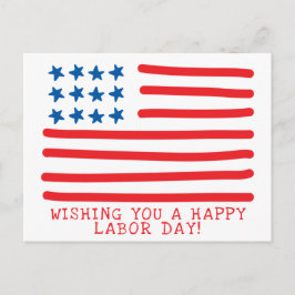 Glücklicher Arbeitstag | Amerikanische Flagge mit  Postkarte