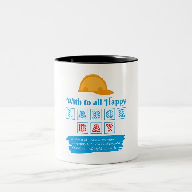 Glücklicher Arbeitstag Zweifarbige Tasse (Mittel)