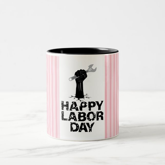 Glücklicher Arbeitstag Zweifarbige Tasse (Mittel)