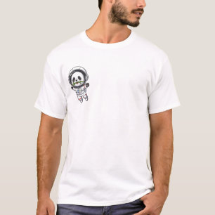 Glücklicher Astronauten-Panda, der in einem Rauman T-Shirt