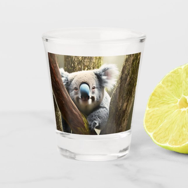 Glücklicher australischer Koala-Bär in Tree, Shot  Schnapsglas (Vorderseite)