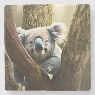 Glücklicher australischer Koala-Bär in Tree, Stone Steinuntersetzer